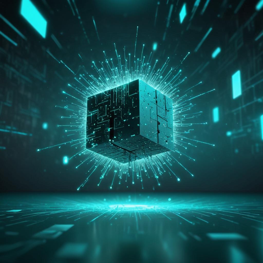 Glowing cyan memory nodes dissolving into fragments mid-air against a dark teal background, representing an AI agent losing context between sessions