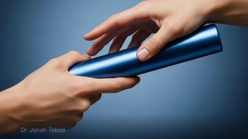 Cover illustration: a relay baton passed from one hand to another
